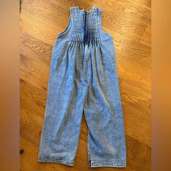 #20 Denim Blue Pleated Jumpsuit 21.5” PTP 22” waist - Picture 4 of 5